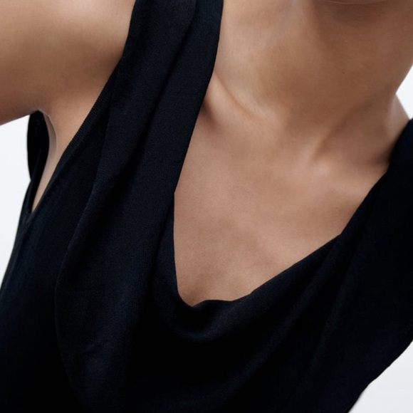 NWT ZARA FLUID NECKLINE LONG KNIT DRESS BLACK - Size L - Picture 4 of 12